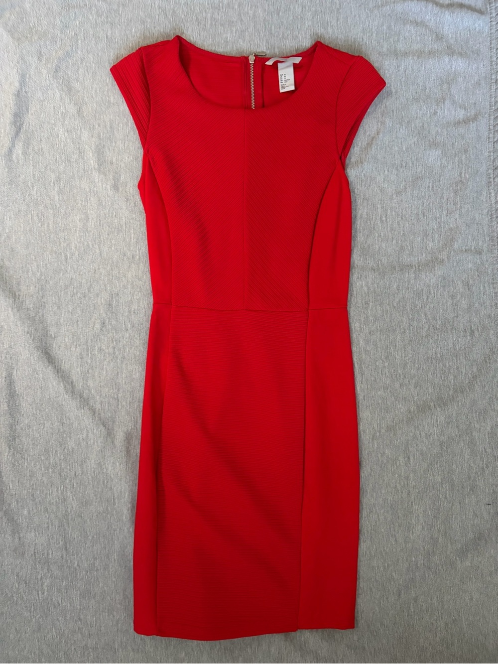 H&M Red Cap Sleeve Sheath Midi Dress